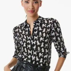 Alice + Olivia Black and White Poodle Blouse